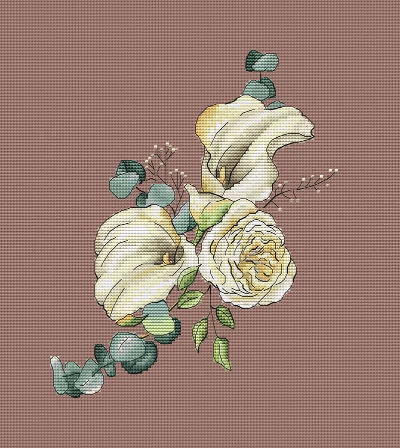 【數位】Delicate bouquet in a cross stitch pattern