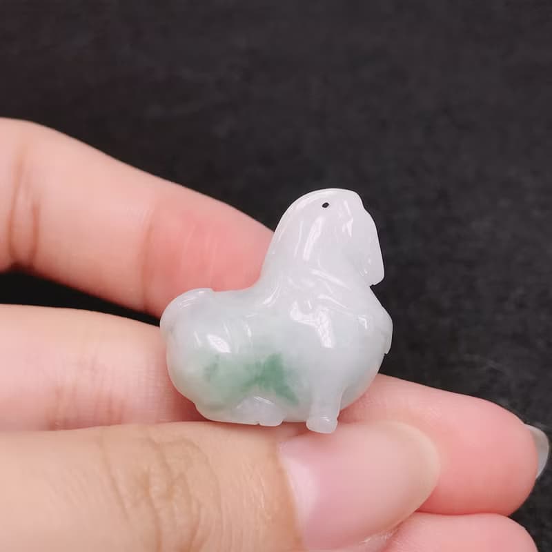 飄藍花翡翠唐馬 | 天然緬甸A貨翡翠 | 送禮