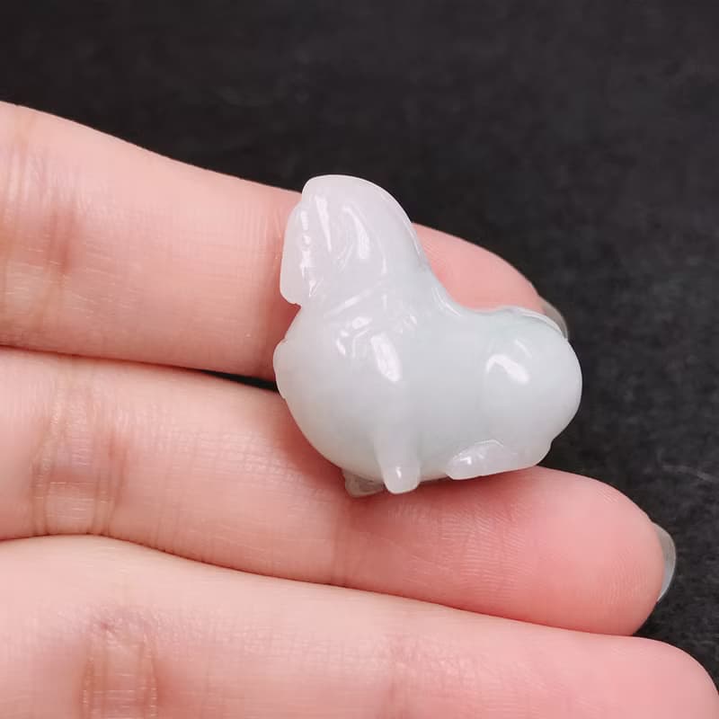 飄藍花翡翠唐馬 | 天然緬甸A貨翡翠 | 送禮