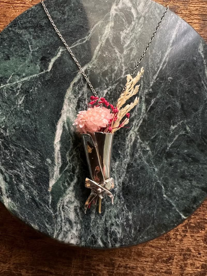 手作銀飾—Bouquet 花束 925純銀項鍊 花束項鍊 手作925銀花束