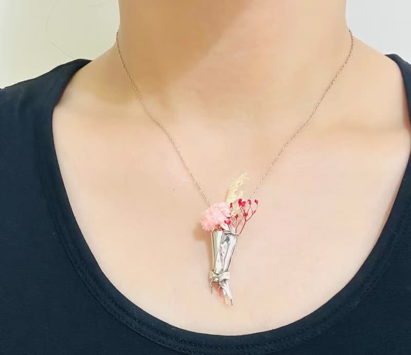 手作銀飾—Bouquet 花束 925純銀項鍊 花束項鍊 手作925銀花束