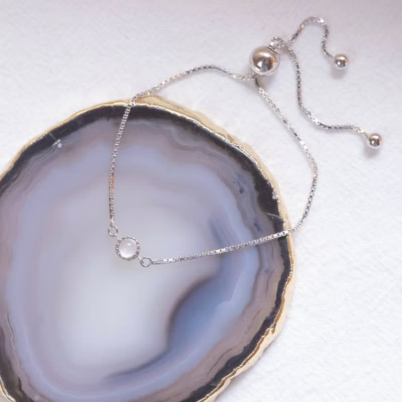 粉晶925純銀蛋糕伸縮懶人手鍊