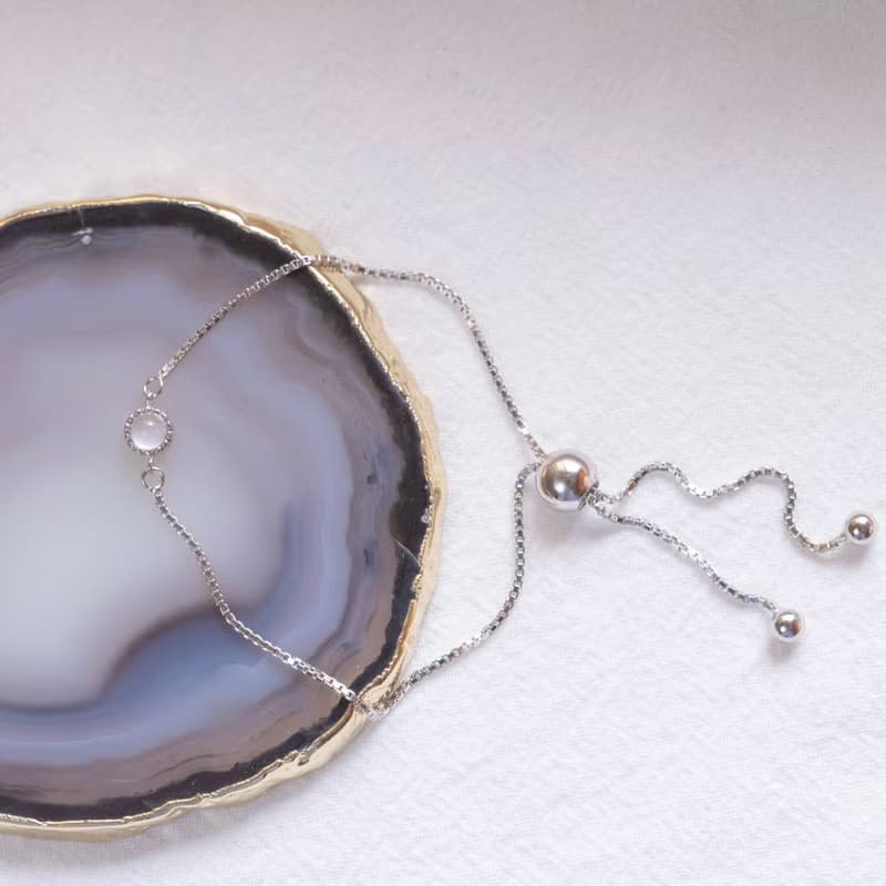 粉晶925純銀蛋糕伸縮懶人手鍊