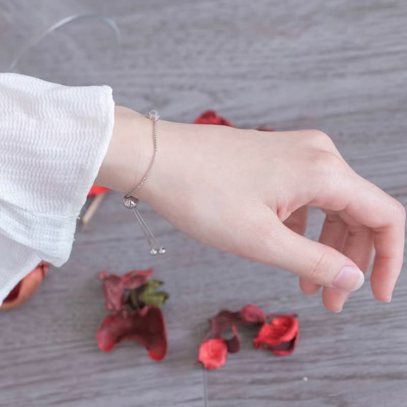 粉晶925純銀蛋糕伸縮懶人手鍊