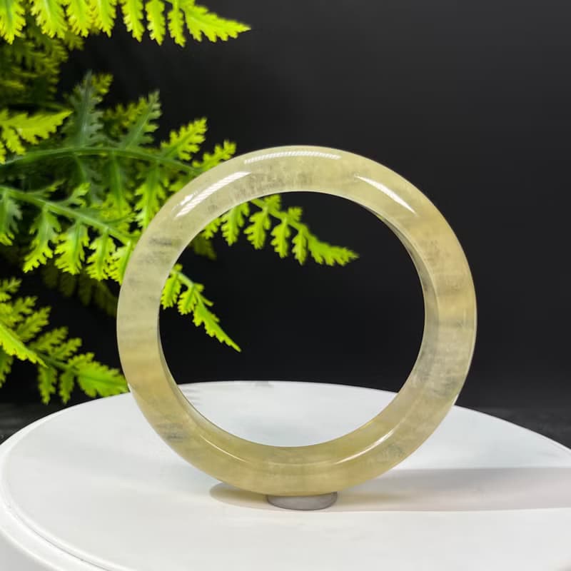 稀有冰透摩根石手鐲56MM 星光閃片黃色寶石手環 增進人緣提升魅力