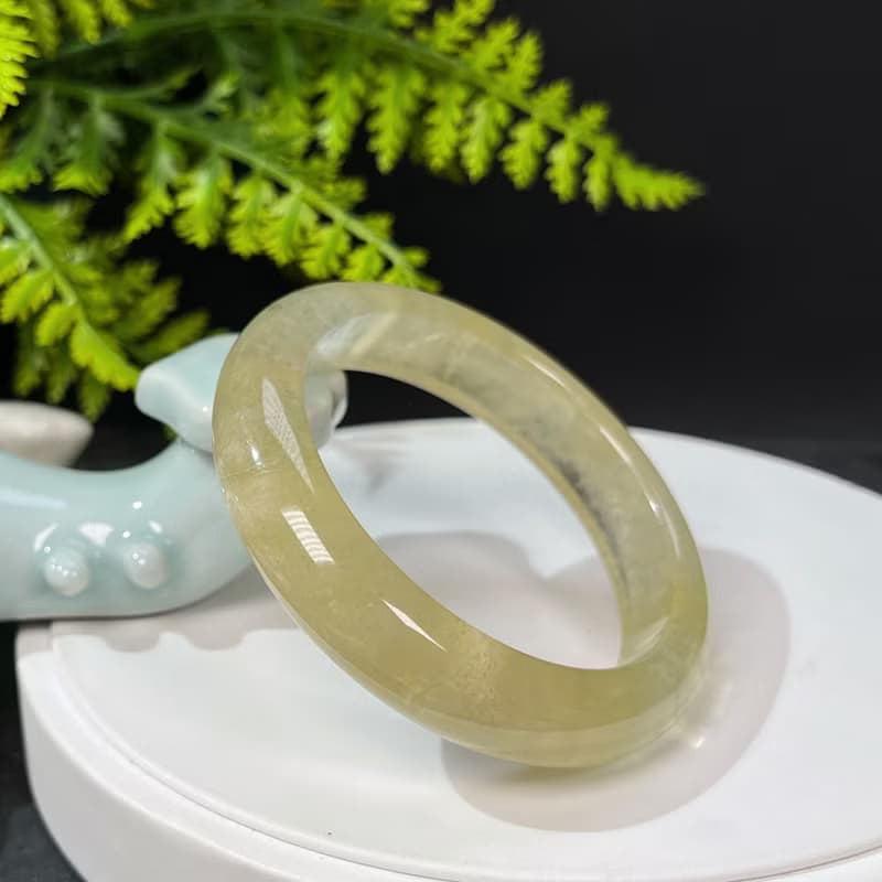 稀有冰透摩根石手鐲56MM 星光閃片黃色寶石手環 增進人緣提升魅力