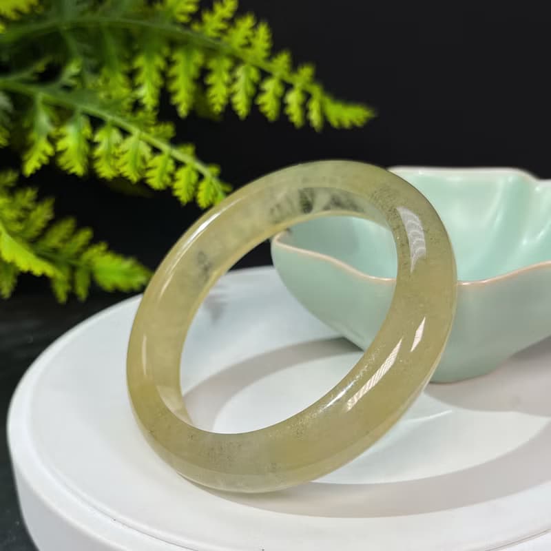 稀有冰透摩根石手鐲56MM 星光閃片黃色寶石手環 增進人緣提升魅力