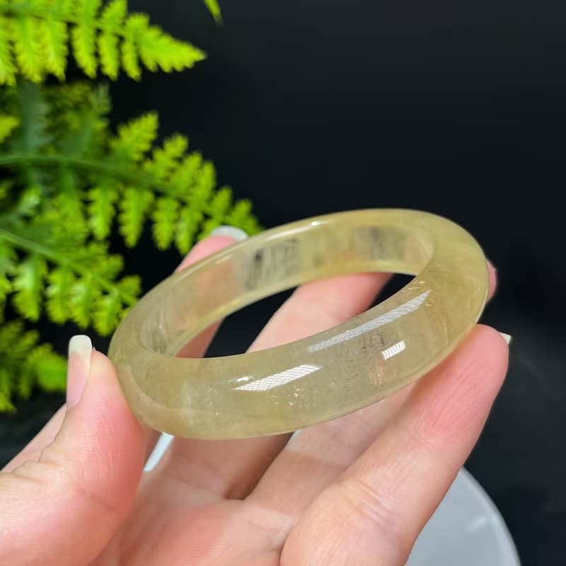 稀有冰透摩根石手鐲56MM 星光閃片黃色寶石手環 增進人緣提升魅力