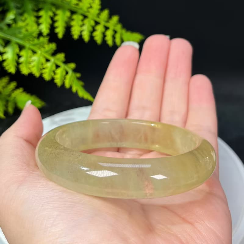 稀有冰透摩根石手鐲56MM 星光閃片黃色寶石手環 增進人緣提升魅力