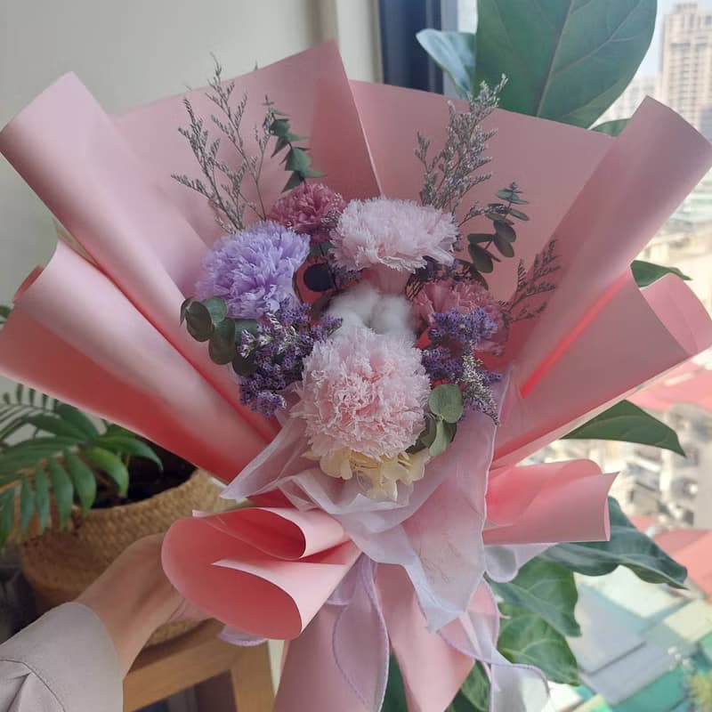 INS小清新韓式康乃馨永生花束 乾燥花永生花束 母親節禮物