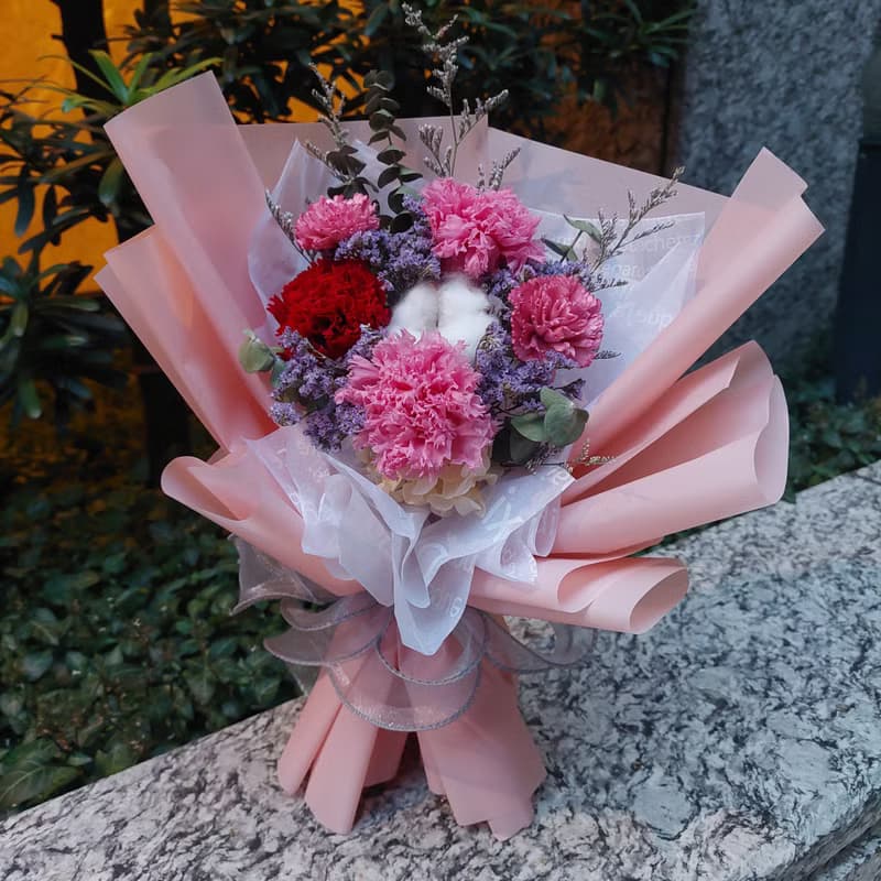 INS小清新韓式康乃馨永生花束 乾燥花永生花束 母親節禮物