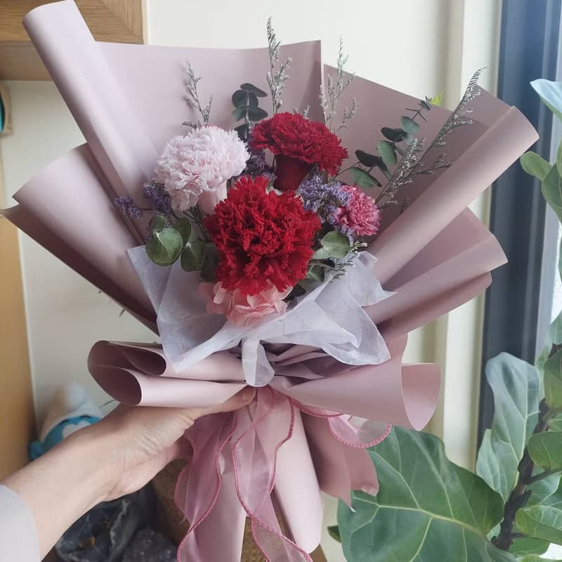 INS小清新韓式康乃馨永生花束 乾燥花永生花束 母親節禮物