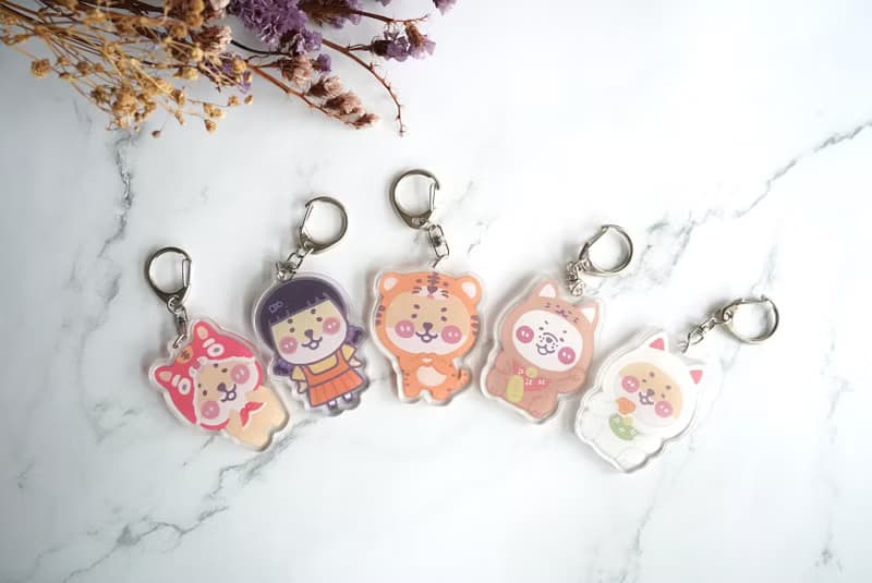 柴柴壓克力吊飾-白色招財貓