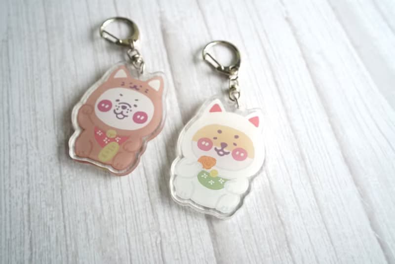 柴柴壓克力吊飾-白色招財貓