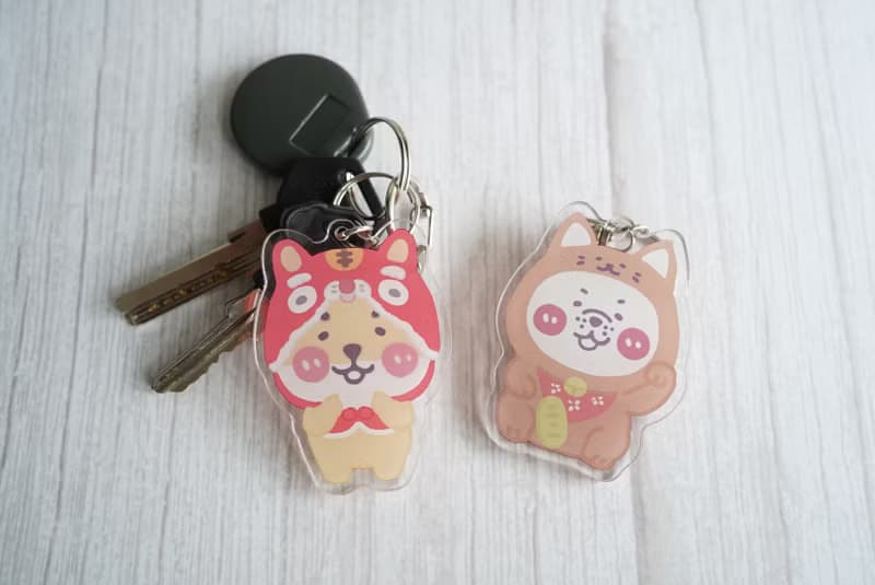 柴柴壓克力吊飾-白色招財貓