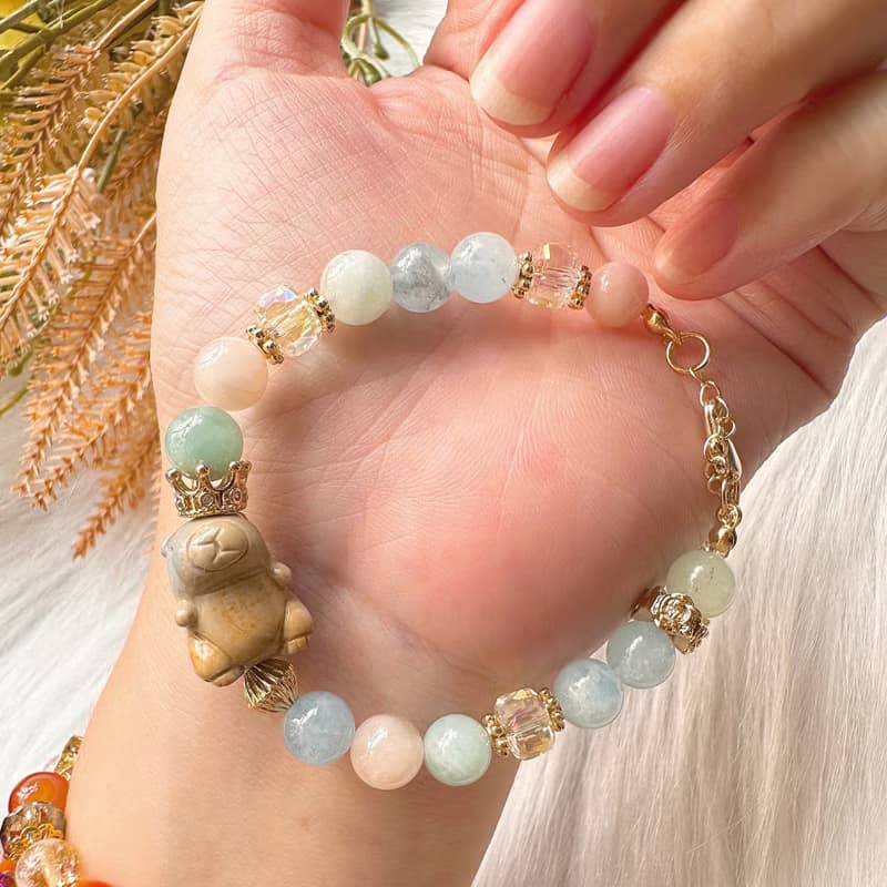 黃灰色 卡皮巴拉的奇幻奶油花園 卡皮巴拉手鍊 天然石摩根石手串