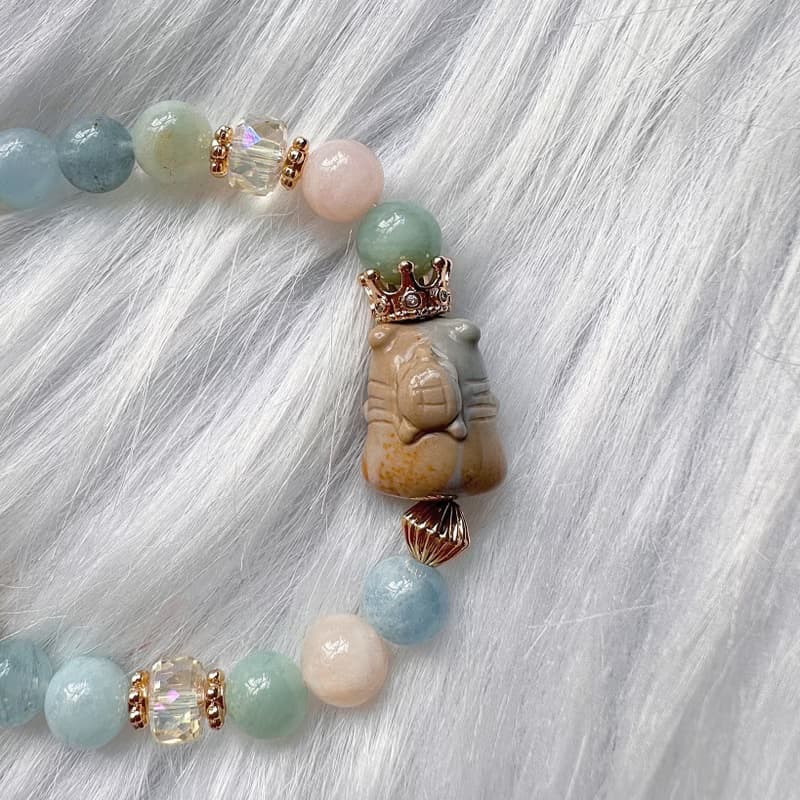 黃灰色 卡皮巴拉的奇幻奶油花園 卡皮巴拉手鍊 天然石摩根石手串