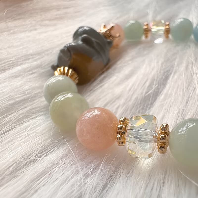 黃灰色 卡皮巴拉的奇幻奶油花園 卡皮巴拉手鍊 天然石摩根石手串