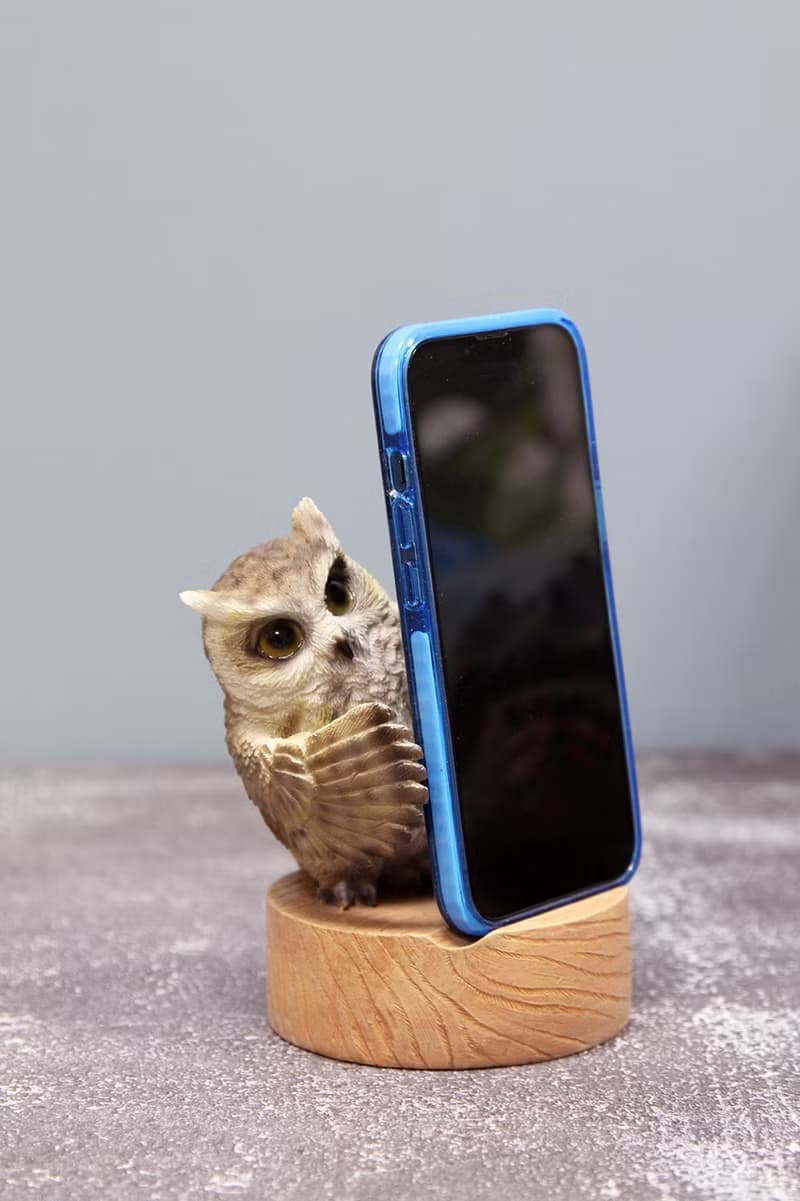 ZOOCRAFT擬真動物系列 可愛長耳貓頭鷹造型桌上手機架/手機座
