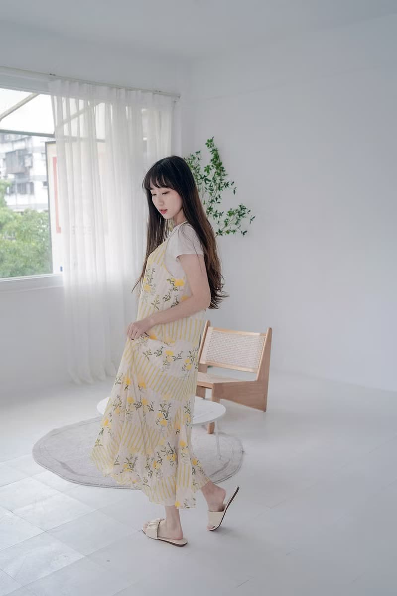 【波麗印花】浮誇魚尾裙 細肩帶洋裝 長裙 小湊日和 油菜花