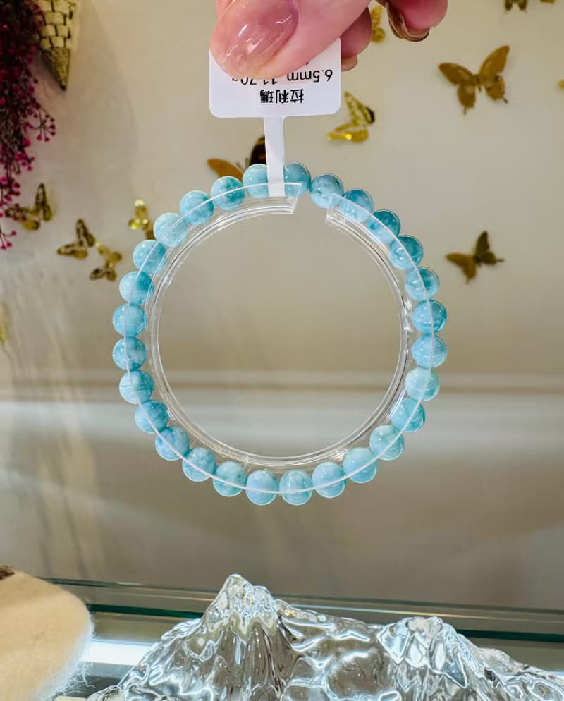 小精品濃色藍拉利瑪海紋石6.5mm療癒緩解壓力消除脾氣減緩煩躁