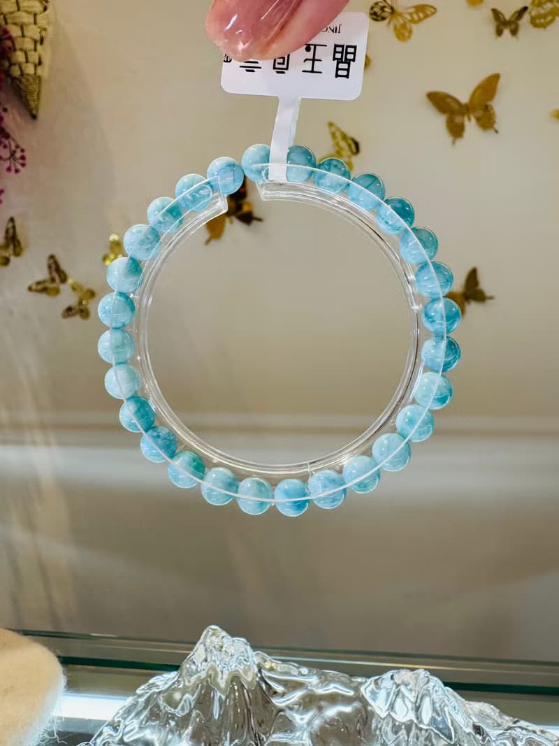 小精品濃色藍拉利瑪海紋石6.5mm療癒緩解壓力消除脾氣減緩煩躁
