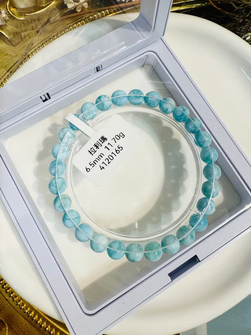 小精品濃色藍拉利瑪海紋石6.5mm療癒緩解壓力消除脾氣減緩煩躁