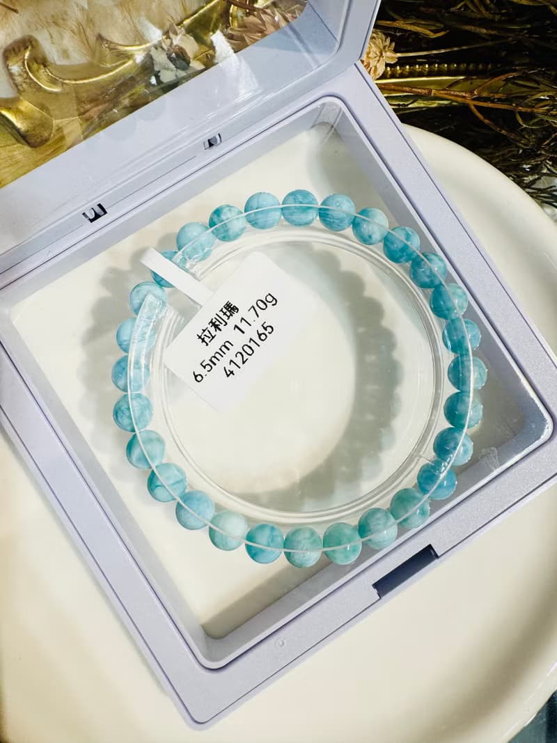 小精品濃色藍拉利瑪海紋石6.5mm療癒緩解壓力消除脾氣減緩煩躁