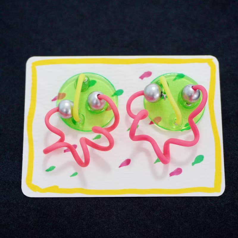 粉綠撞色可愛少女風耳釘 Pinkoi 獨家發售