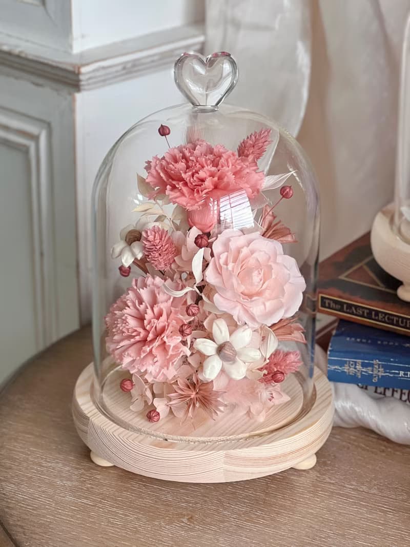 【訂製商品】母親節永生花禮•粉色系列•小夜燈/花球樹/花束