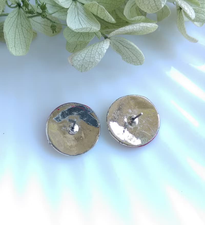 Vintage Jewelry 西洋古董飾品 復古 簡約 可愛紅白  針式耳環