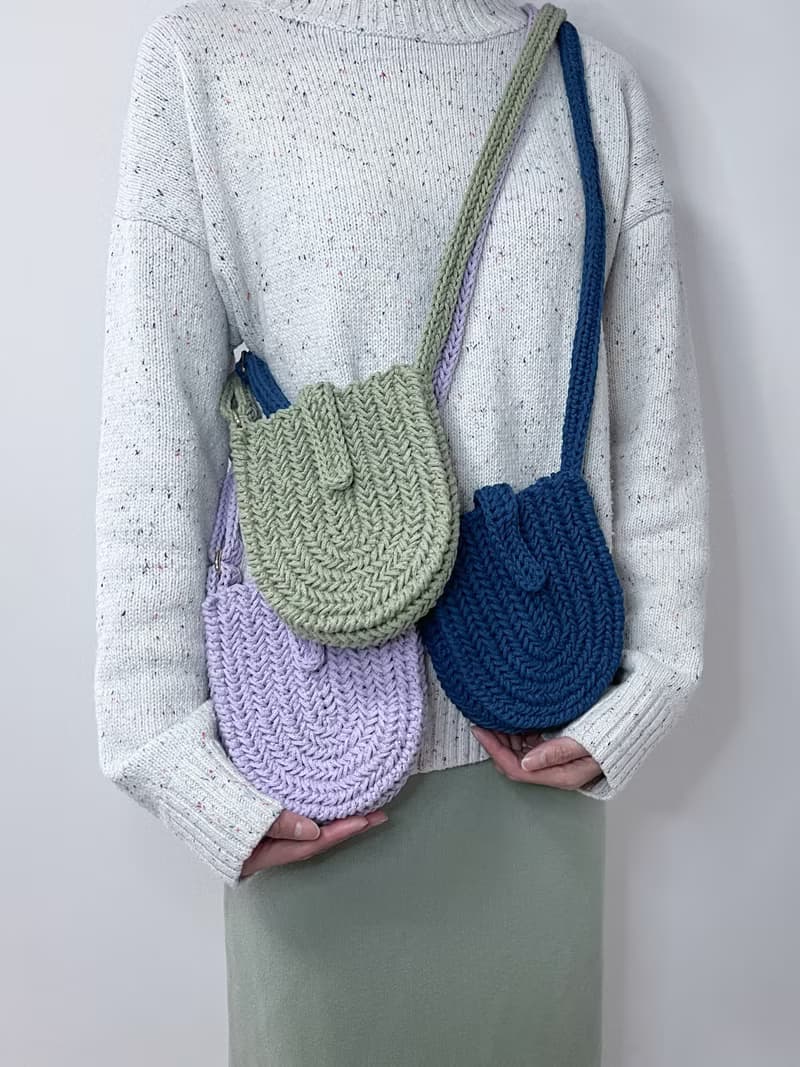 手工鉤織Karina 斜孭小袋手袋單肩包牛油果綠色針織鈎織編織手作