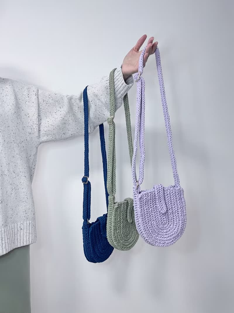 手工鉤織Karina 斜孭小袋手袋單肩包牛油果綠色針織鈎織編織手作