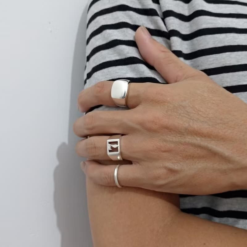 方形印章戒指 925純銀 men's jewelry 男戒
