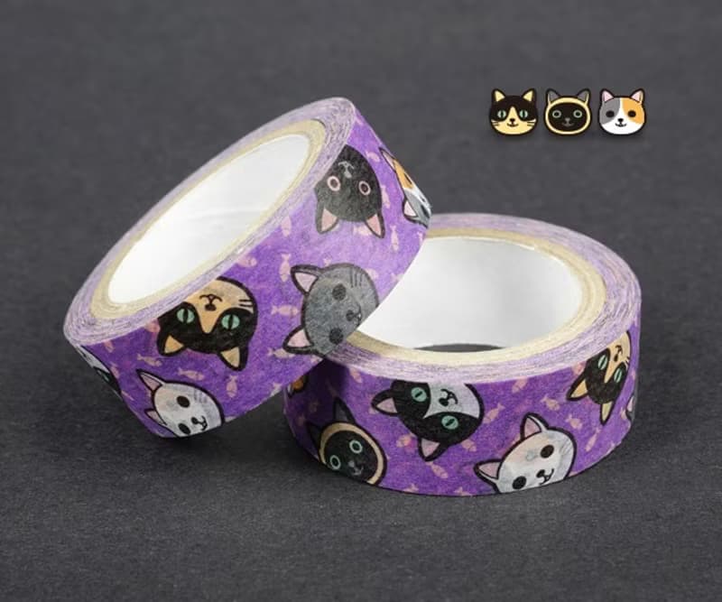 【Purple夜行小貓】★聖誕禮物★創意可愛。和紙。紙膠帶。