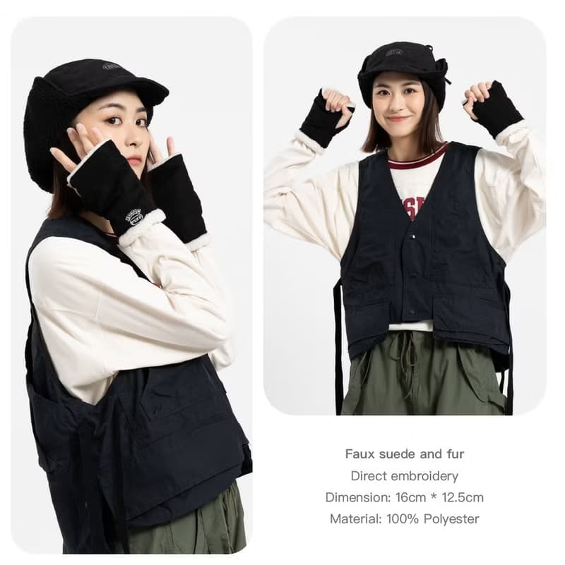 毛絨暖暖露指手套