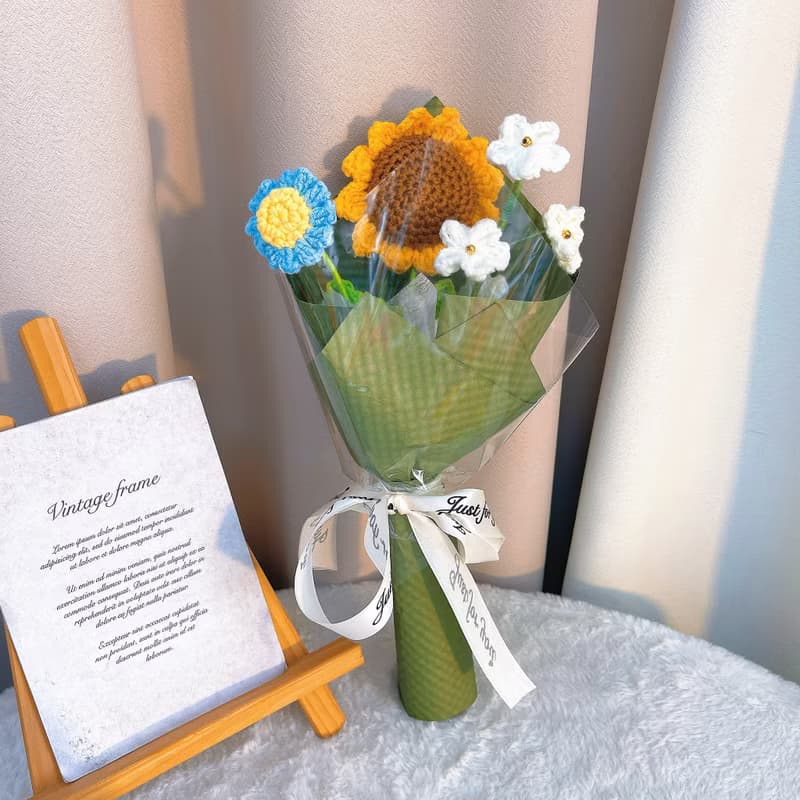 陽光回憶鉤針向日葵花束
