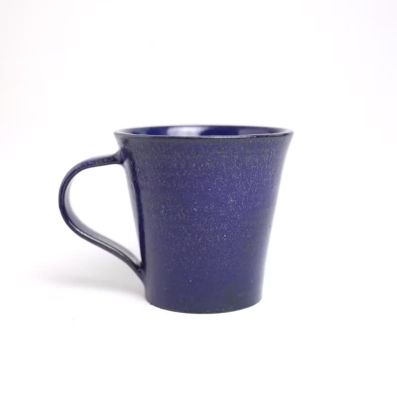 明芽窯 l 柴燒鈷藍結晶把杯 藍 馬克杯 咖啡杯 茶杯 陶器 杯子 H6