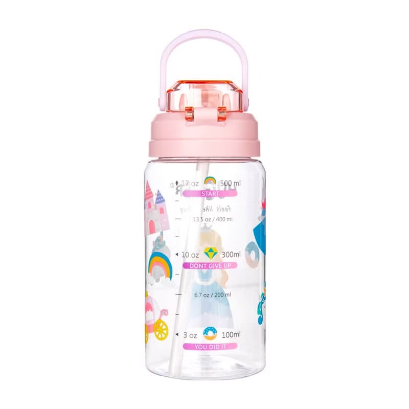 HUGGER彈蓋吸管水壺(550ml)亮麗公主 Tritan材質激勵標示兒童水壺