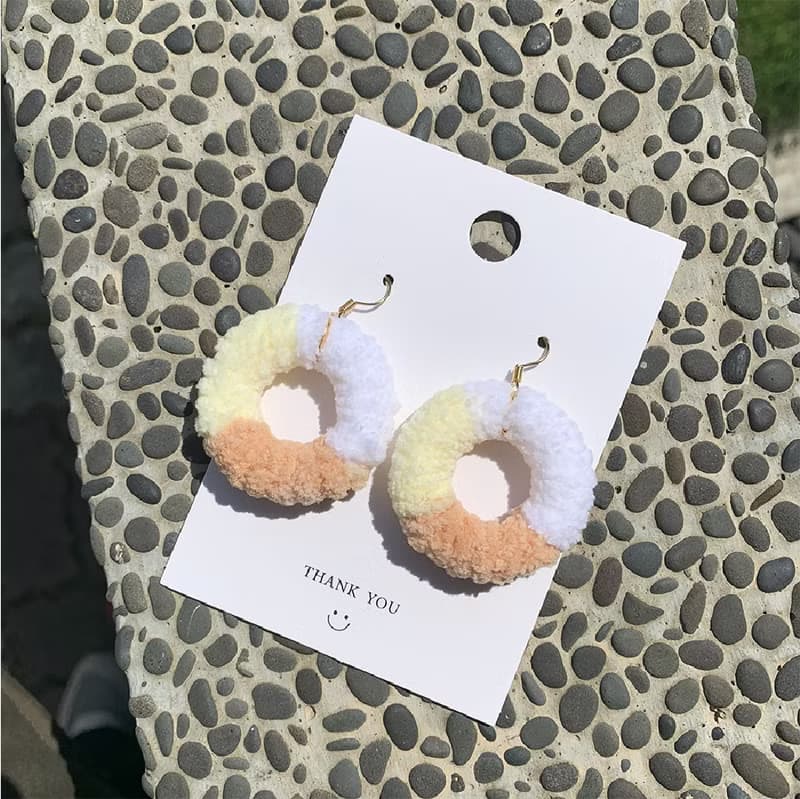 三花貓圈圈絨毛耳飾