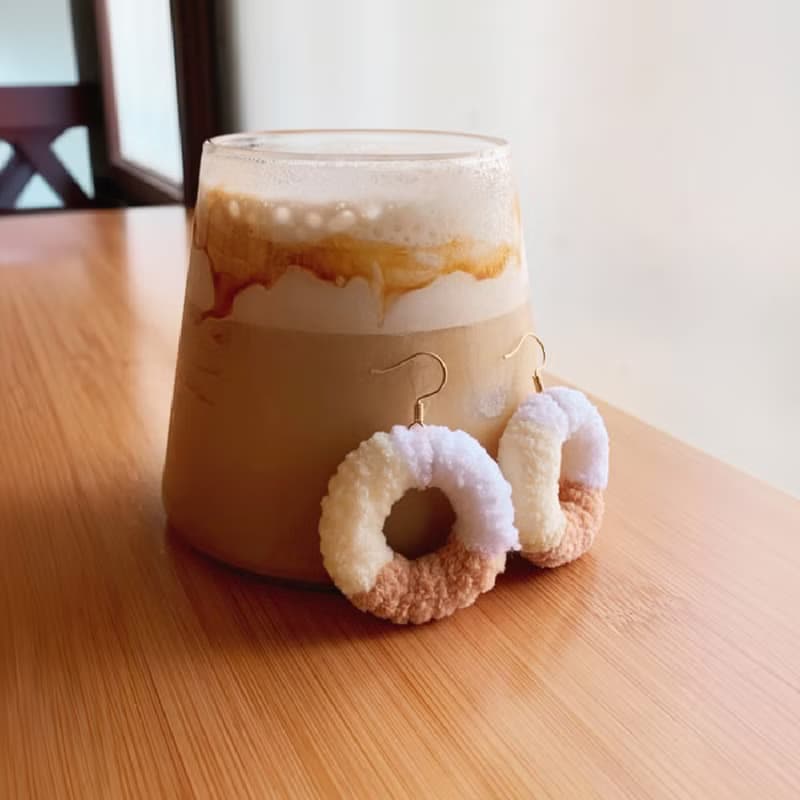 三花貓圈圈絨毛耳飾