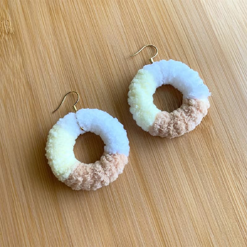 三花貓圈圈絨毛耳飾