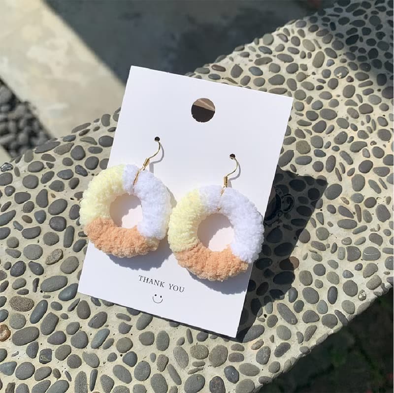 三花貓圈圈絨毛耳飾