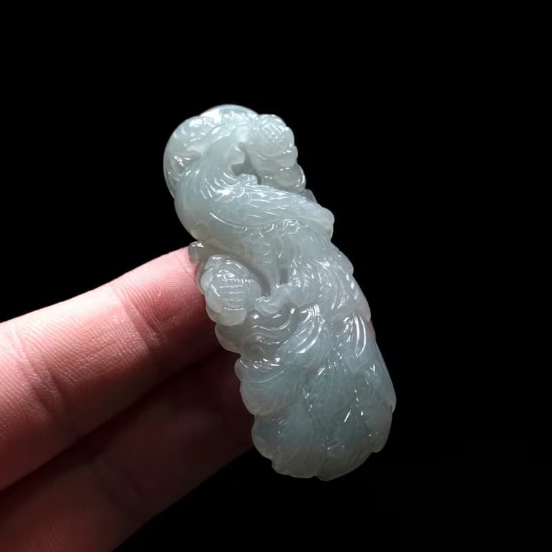 冰種翡翠精雕鳳凰 | 天然緬甸玉翡翠A貨 | 送禮