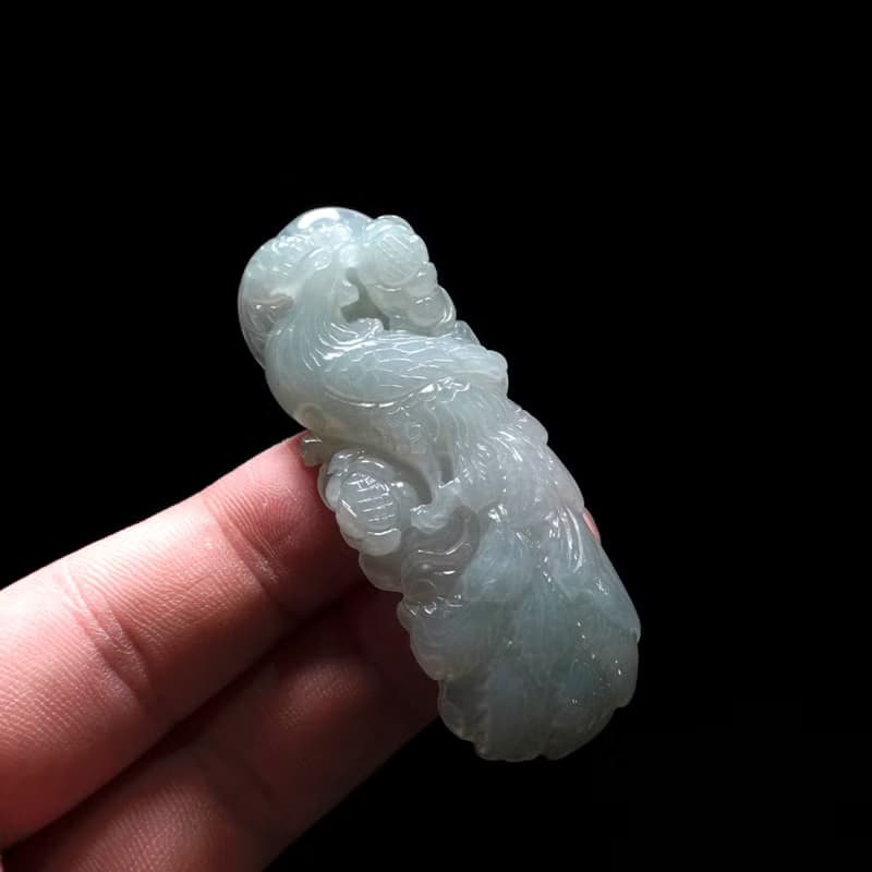 冰種翡翠精雕鳳凰 | 天然緬甸玉翡翠A貨 | 送禮