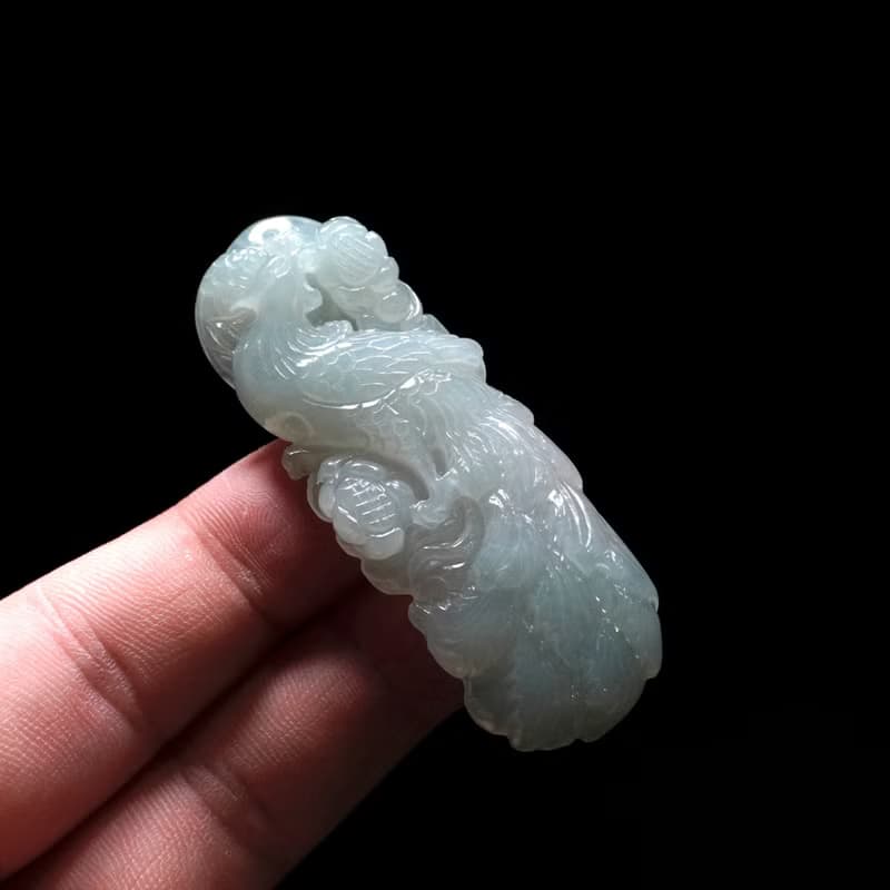 冰種翡翠精雕鳳凰 | 天然緬甸玉翡翠A貨 | 送禮