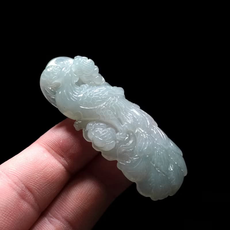 冰種翡翠精雕鳳凰 | 天然緬甸玉翡翠A貨 | 送禮