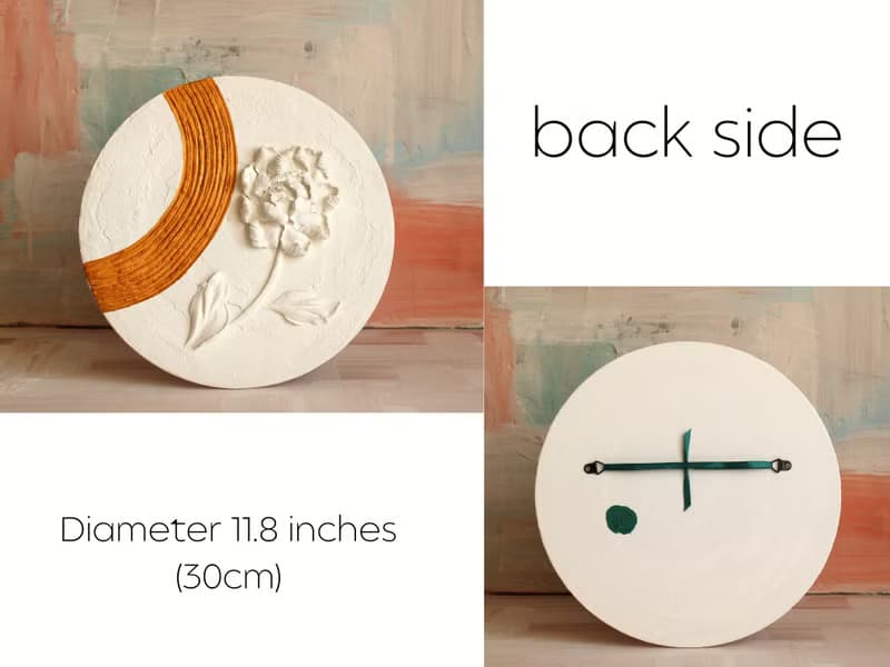 Set of 3 textured floral painting, plaster wall art, 3d white floral painting