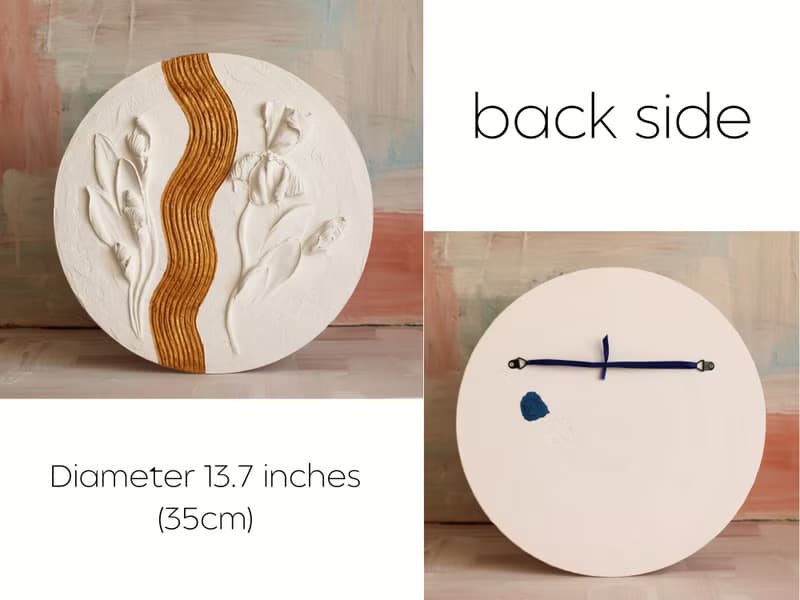 Set of 3 textured floral painting, plaster wall art, 3d white floral painting