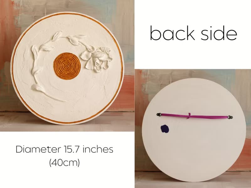 Set of 3 textured floral painting, plaster wall art, 3d white floral painting